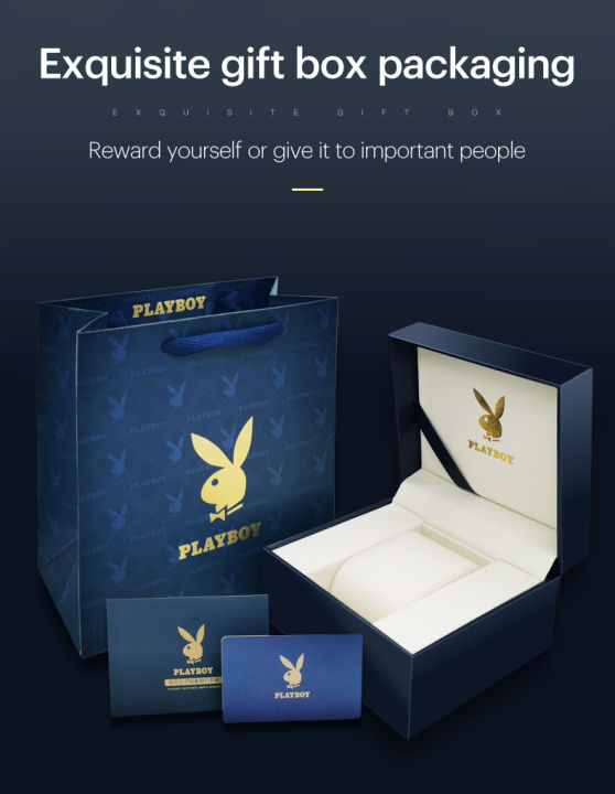 playboy-original-สีน้ำเงินนาฬิกากำหนดเองกล่องของขวัญแฟชั่นหรูเรียบง่าย