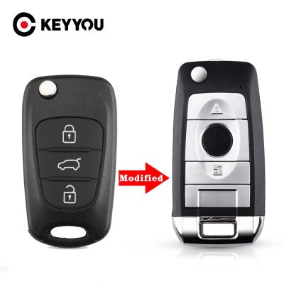 KEYYOU 3ปุ่มแก้ไขรีโมทพลิกพับได้กุญแจรถยนต์อัตโนมัติเปลือกว่างสำหรับ Kia Rio 3 Picanto Ceed เซราโต้สปอร์ตเทจ K2 K3 K5วิญญาณ