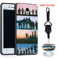 เคสโทรศัพท์ BTS,สำหรับ VIVO Y21/Y22 // Y25เคสซิลิโคนแบบนิ่มมีแหวนลายเดียวกันและเชือก