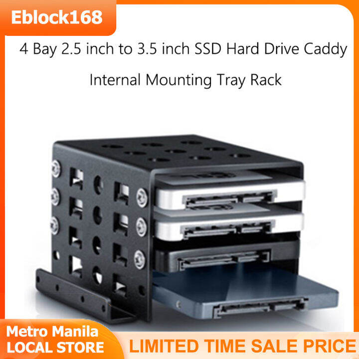 4 Bay 2.5 inch to 3.5 inch SSD Hard Drive Caddy Internal Mounting Tray