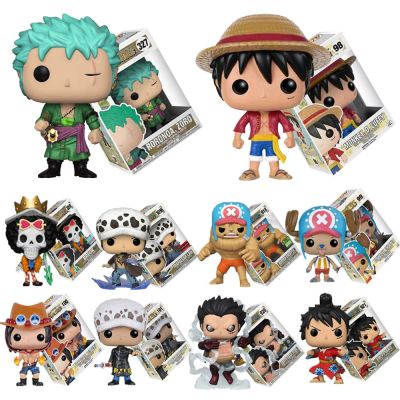 ZZOOI Funko Pop One Piece Anime Figure Zoro Luffy Ace Shanks Collectible Q Version Action Figuras Kids Doll Toys Pvc Model Decor Gifts
