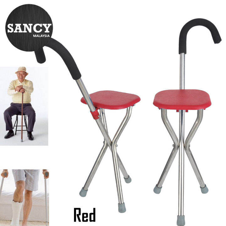 SANCY Lightweight Bench Cane Old Man Crutches Chair Threelegged