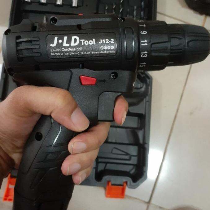 Black Jld 12V-Set Bor Obeng Bor Baterai 12 Volt Cordless Drill | Lazada ...