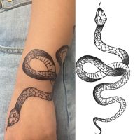 hot！【DT】◄▨✴  Temporary Stickers for Men Snake Fake Waist Arm Dark Tatoo Big Size