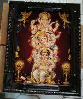 THAILUCKWOOD  กรอบรูปติดผนัง กรอบรูปไม้สักทอง พระพิฆเนศ Lord Ganesha  No.4 (ขนาดกรอบรูป 49 x 62  CM  ) - กรอบสีโอ๊ค