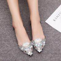 Women Rhinestone Flat Shoes Shallow Mouth Ladies Slip On Wedding Shoe