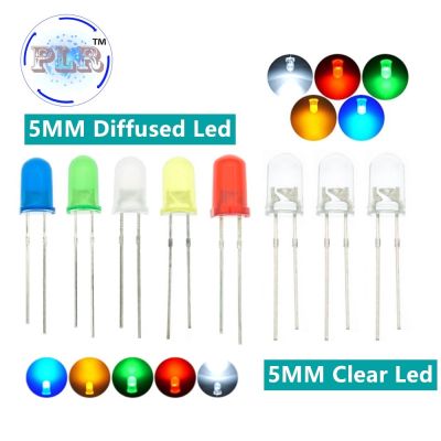 【LZ】﹉┅  100pcs Transparent/Diffused Round PLR 5mm Super Bright Water Clear Green Red White Yellow Blue Light LED Bulbs Emitting Diode