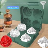 【Ready Stock】 ▲ C14 Rose Diamond Shape Ice Cube Mold Whisky Wine Cool Down Ice Maker Reusable Ice Cubes Tray Mold For Freezer With Lid
