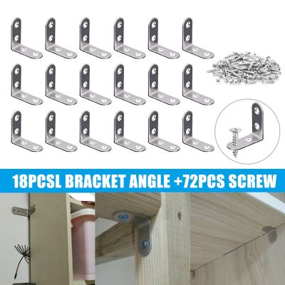 ✢┅ 18Pcs L Bracket Corner Brace Set Stainless Steel 40mm Height Metal Joint Right Angle Brackets Fastener with 72 Screws