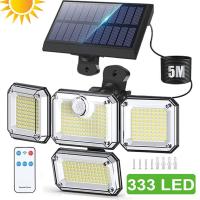 Waterproof Solar Powered Outdoor Light Motion Sensor 2000LM 333 LED Security Street Lamp Sconce Spotlights for Garden Decoration Outdoor Lighting