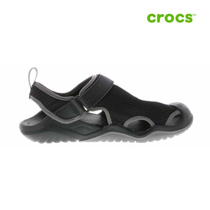 Premier] Crocs - Giày Sandal Nam Swiftwater Mesh Deck Sandal M Black Men  Footwear SS19-205289 