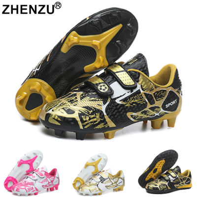 ZHENZU Size 28-38 Indoor Turf Soccer Shoes Boys Girls Sneakers Original Football Boots AG TF Kids Soccer Cleats Training Shoes