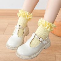 MUMUU KAOS Kaki Anak Perempuan ลูกไม้แต่งระบายโลลิต้าหวานสบายน่ารักถุงเท้าผ้าฝ้ายเด็กในฤดูใบไม้ร่วงถุงเท้าข้อต่ำตัวสำหรับเด็กวัยหัดเดิน