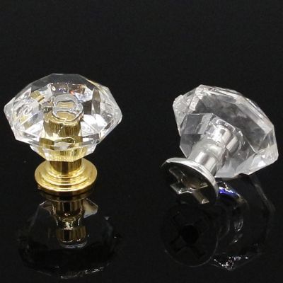 ♂▼⊙ 1PC Fashion Acrylic Crystal Knobs Cupboard Drawer Pull Handle Door Knob Diamond Shape Cabinet Knob Home Furniture Accessories