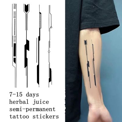 hot！【DT】✱﹉✌  Mechanical Stickers Herbal Juice Non-reflective Female Lasting Male Leg Arm Chest Faux Tatouage Adesivos