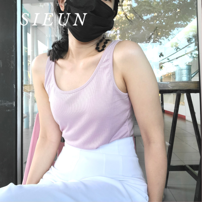 SIEUN - SI005 Candy Tank Top  เสื้อกล้ามผู้หญิง ผ้ายืดได้เยอะ ใส่สบาย คอกลม เสื้อกล้ามคอกลม