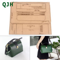 QJH สินค้าเครื่องหนังทำด้วยมือรุ่นภาพวาด Diy กระเป๋าหนังปากถุงทองรูปแบบคริลิคแม่แบบเฉียงข้ามกระเป๋าวาด