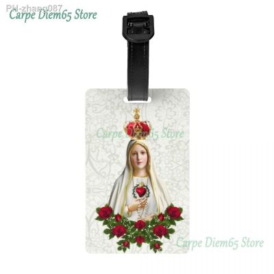 Custom Our Lady Of Fatima Luggage Tag With Name Card Jesus Fatima Portugal Rosary Privacy Cover ID Label for Travel Bag Suitcase