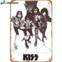 ภาพวาดเหล็กสี่เหลี่ยมรูปวง Kiss แผ่นโลหะวินเทจการตกแต่งบ้านศิลปะบนผนัง