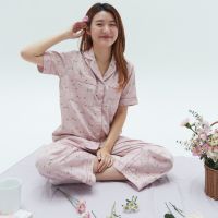 ชุดนอน sliptosleep - Pink Camomile Pants Set sdsd