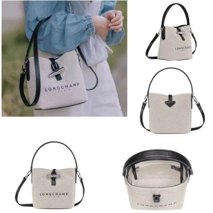 Longchamp Official Store Original Longchamp women Canvas Shoulder Bag