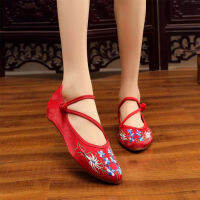 Pretty Beijing Cloth Shoes Antique Style Embroidered Shoes Women High Heels Lace-up Chinese Clothing Shoe Comfortable Shoes