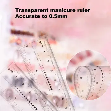 Transparent Ruler Measuring Fake Nails Tips Rhinestones Jewelry