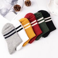 10 Pieces=5 PairsLot Knitted Striped Cotton Women Socks Solid High School Girls Harajuku Socks TJ3018