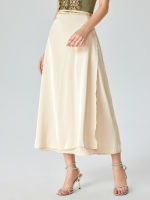 Cider Knotted Solid Satin Midi Skirt กระโปรงผู้หญิง กระโปรงผ้าซาติน กระโปรงแฟชั่นผญ ลุคสวยหรูJH