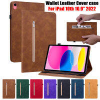 ปลอก iPad 10th 10.9นิ้ว Casing Tablet iPad 10.9 2022 iPad 2022 10.9นิ้วขาตั้งหนังพลิกได้พร้อมกระเป๋าเงินใส่บัตร Shell กรณีปกหลัง