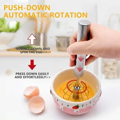 Household Semi-Automatic Rotating Egg Beater 304 Stainless Utensils Self Manual Whisk Mixer Cream Tool Kitchen Turning R3X8