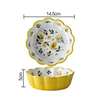 Nordic Simple Hand Painted Ceramic Salad Cake Bowl Colorful Porcelain Soup Fruit Bowl Lace Rice Dessert Snack Bowl Tableware