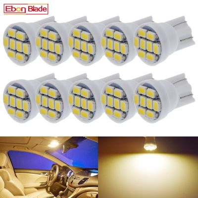 4300K 10ชิ้นไฟรถยนต์สีขาวอุ่น W5W T10ลิ่มแอลอีดีหลอดไฟ1210 8SMD รถยนต์โดมอ่านหนังสือจอดรถ Sidemarker โคมไฟข้าง12V