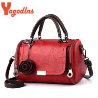 Yogodlns 2022 New flowers Pendant Handbag Womens fashion Boston bags single shoulder bag ladies crossbody bag PU messenger bag