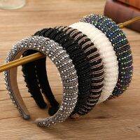 【YF】 Craft Rhinestones Baroque Wide Headbands For Women  Fashion Luxury Party Elastic Hairband Hair Accessoires 2022 New Hoop