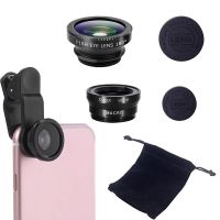 3 In 1 Fish Phone Lens Generic Camera for Smartphone Wide Angle Fisheye Lens and Clip Macro Camera Sets Support iPhone Samsung