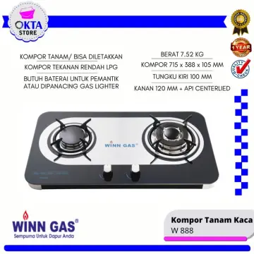 Promo Kompor Gas 2 Tungku Winn Gas W888 / Kompor Gas Tanam Kaca