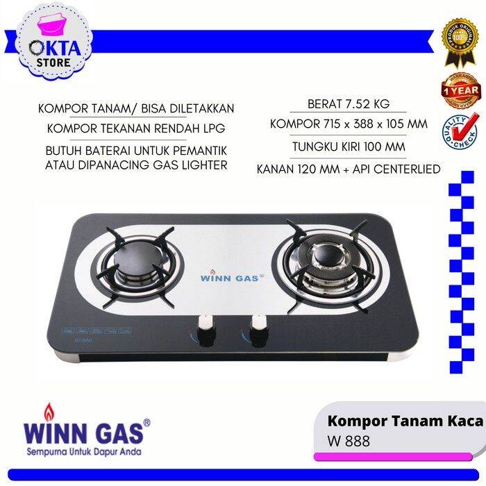 Kompor Winn Gas W-888 Kaca W888