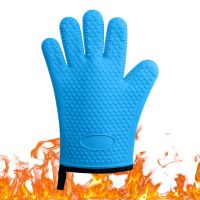 Grill Gloves Silicone 1-piece Heat Resistant BBQ Silicone Glove For Grilling Kitchen BBQ Glove With Inner Cotton Layer To Handle