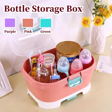 Baby Bottle Storage Box with Cover Nursing Bottle Drying Rack Baby  organizer storage for Outdoor