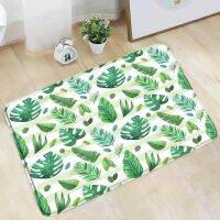 [A Warm] GreenBathroom MatPlant WatercolorLeaves Home Floor Decor พรมกันลื่น BedroomDoorway Aisle Carpet