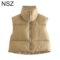 NSZ Womens Oversize Crop Puff Vest Sleeveless Padded Quilted Jacket Coat Vest Large Size Short Waistcoat Female