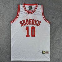 Zuoci Jersey Basket เสื้อกั๊กสำหรับด้านบนคอสเพลย์ Hanamichi Sakuragi No.10ของโรงเรียนร้านชุดคอสเพลย์อะนิเมะ