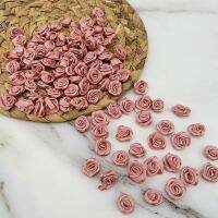 [NEW EXPRESS]¤ 100Pieces/Lot Size 10mm Pink Meat Ribbon Rose Satin Artifical Flowers Handmade DIY Wedding Bouquet Flower Girl Hair Cloth Accessories