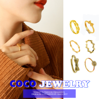 เครื่องประดับ COCOJEWELRY ที่ทันสมัยความคิดสร้างสรรค์การออกแบบที่หรูหราน้ำหนักเบาสวยงามความรู้สึกลมสีทองโบว์แหวนปรับรูเปิดได้หัวใจ