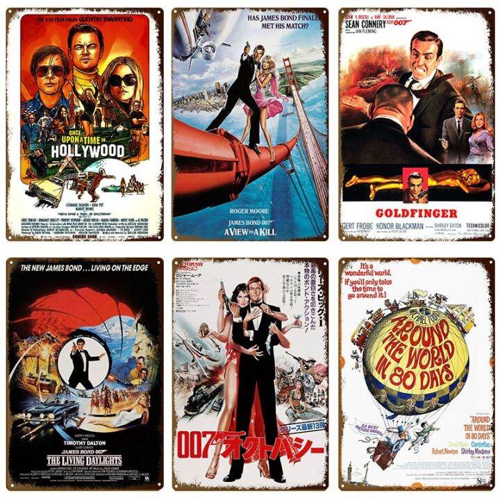 ป้ายโลหะดีบุกป้ายโลหะภาพยนตร์โบราณโปสเตอร์โลหะการตกแต่งศิลปะบนผนังสำหรับมนุษย์ถ้ำตกแต่งผนังบ้านโรงภาพยนตร์ในห้องนอน