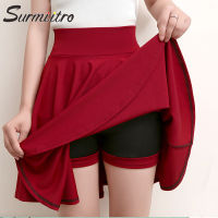 SURMIITRO Shorts Skirts Womens 2021 Summer Fashion School Korean Style Red Black Mini Aesthetic Pleated High Waist Skirt Female