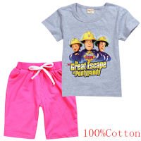 Fireman Sam ฤดูร้อนกางเกงขาสั้นชุดเสื้อแขนสั้นสำหรับเด็กหญิงเสื้อยืด8671ใหม่ทั้งหมดตรงกับแฟชั่นกางเกงขาสั้นแขนสั้นกางเกงขาสั้นผ้าฝ้ายเด็กเสื้อผ้า Causal ชุดสูทแฟชั่น