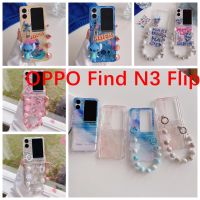 สำหรับ N3 OPPO Find เคสป้องกันหน้าจอตกแบบพับได้เคสโทรศัพท์เป็นคู่การ์ตูนลูกแมวน่ารักพร้อมบานพับชุดสามชิ้นเคสแข็ง PC พร้อมจี้สร้อยข้อมือ