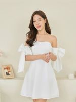 High-end New Fashion version Thailand trendy brand 2023 new summer tube top white A-line skirt temperament dress open back one-shoulder womens short skirt